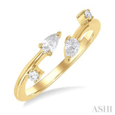 1/4 Ctw Open Bypass Pear and Round Cut Diamond Fashion Ring in 14K Yellow Gold