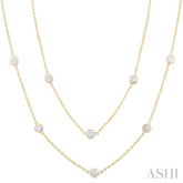 3 Ctw Bezel Set Round Cut Diamond Station Long Necklace in 14K Yellow Gold