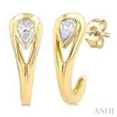 1/3 Ctw Pear Cut Diamond Half Hoop Fashion Earrings in 14K Yellow Gold
