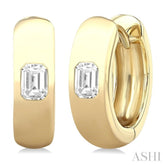 1/3 Ctw Bezel Set Emerald Cut Diamond Fashion Huggie Earrings in 14K Yellow Gold
