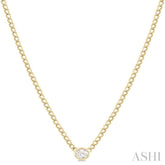 1/5 Ctw Bezel Set Oval Cut Diamond Curb Link Fashion Necklace in 14K Yellow Gold