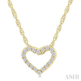 1/20 Ctw Heart Shape Round Cut Diamond Pendant With Chain in 10K Yellow Gold
