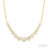 1 Ctw Graduated Bezel Set Round Cut Diamond Smile Necklace in 14K Yellow Gold