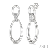 1/10 Ctw Oval Shape Link Single Cut Diamond Fashion Earrings in Sterling Silver
