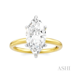 1/10 Ctw Marquise Shape Round Cut Diamond Semi Mount Engagement Ring in 14K Yellow and White Gold