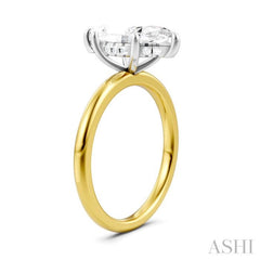 1/10 Ctw Marquise Shape Round Cut Diamond Semi Mount Engagement Ring in 14K Yellow and White Gold