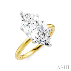 1/10 Ctw Marquise Shape Round Cut Diamond Semi-Mount Engagement Ring in 14K Yellow and White Gold