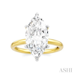 1/10 Ctw Marquise Shape Round Cut Diamond Semi Mount Engagement Ring in 14K Yellow and White Gold