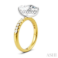 1/3 Ctw Pear Shape Round Cut Diamond Semi Mount Engagement Ring in 14K Yellow and White Gold