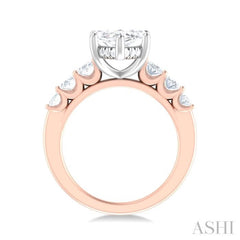 1 1/4 Ctw Marquise Shape Oval and Round Cut Diamond Semi Mount Engagement Ring in 14K Rose and White Gold