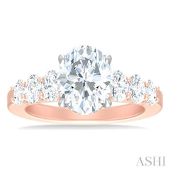 1 1/4 Ctw Oval Shape Oval and Round Cut Diamond Semi Mount Engagement Ring in 14K Rose and White Gold