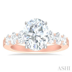 1 1/4 Ctw Oval Shape Oval and Round Cut Diamond Semi Mount Engagement Ring in 14K Rose and White Gold