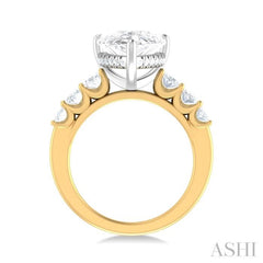 1 1/4 Ctw Pers Shape Oval and Round Cut Diamond Semi Mount Engagement Ring in 14K Yellow and White Gold