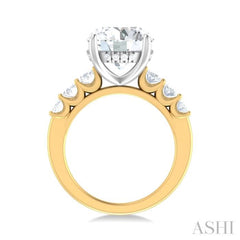 1 1/4 Ctw Round Shape Oval and Round Cut Diamond Semi Mount Engagement Ring in 14K Yellow and White Gold