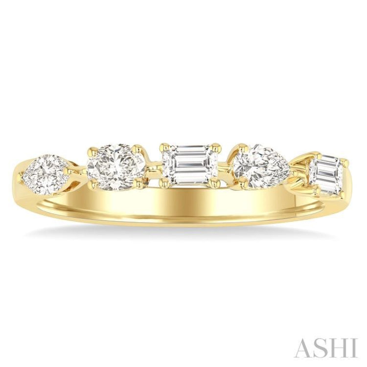 1/2 Ctw Mixed Shape Diamond Cut Fashion Band in 14K Yellow Gold