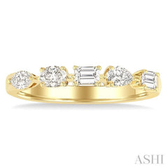 1/2 Ctw Mixed Shape Diamond Cut Fashion Band in 14K Yellow Gold