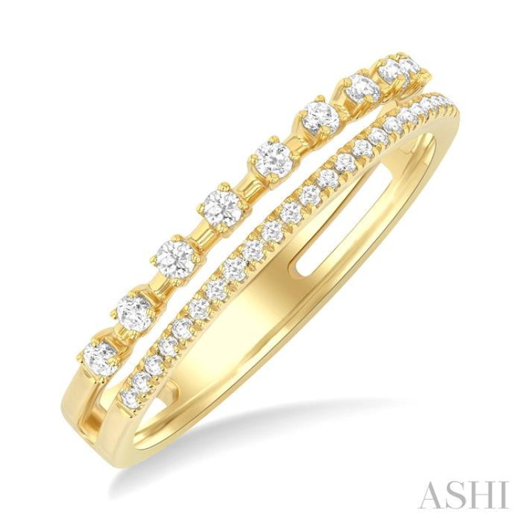 1/4 Ctw Split Twin Row Round Cut Diamond Fashion Band in 14K Yellow Gold