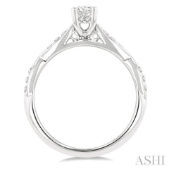 1/6 Ctw Marquise Carved Round Cut Diamond Semi Mount Engagement Ring in 14K White Gold