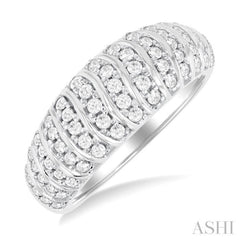 1/2 Ctw Lightweight Ribbed Round Cut Diamond Band in 10K White Gold