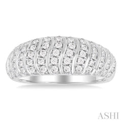 1/2 Ctw Lightweight Ribbed Round Cut Diamond Band in 10K White Gold