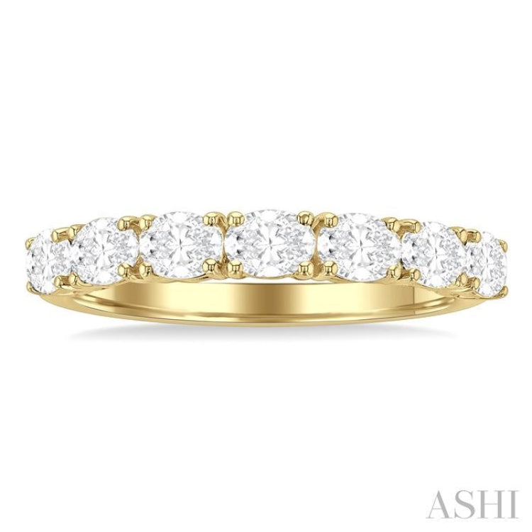 1 Ctw East-West Oval Cut Diamond Fashion Ring in 14K Yellow Gold