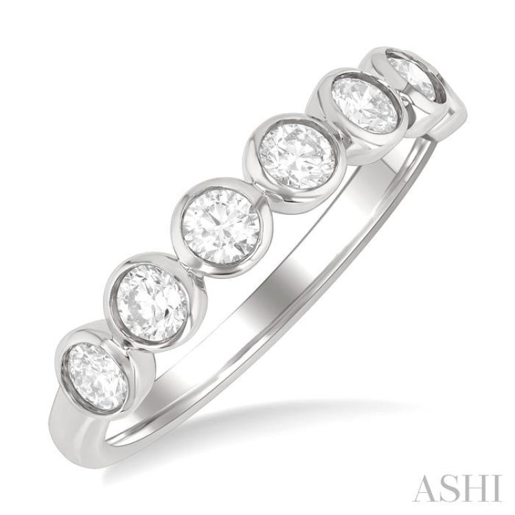 3/4 Ctw Round Bezel Set Round Cut Diamond Band in 14K White Gold