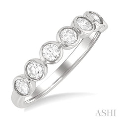 3/4 Ctw Round Bezel Set Round Cut Diamond Band in 14K White Gold