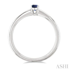 5x3 MM Oval Shape Sapphire Precious Solitaire Ring in 14K White Gold