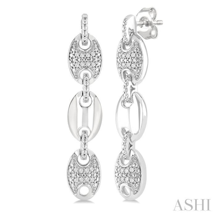 1/10 Ctw Mariner Link Single Cut Diamond Fashion Earrings in Sterling Silver