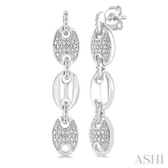 1/10 Ctw Mariner Link Single Cut Diamond Fashion Earrings in Sterling Silver