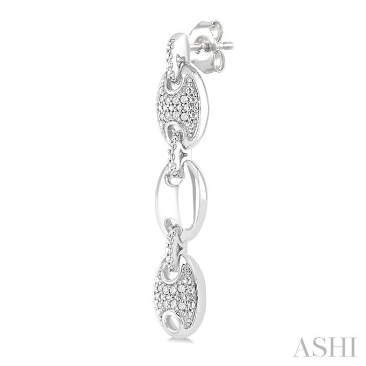 1/10 Ctw Mariner Link Single Cut Diamond Fashion Earrings in Sterling Silver