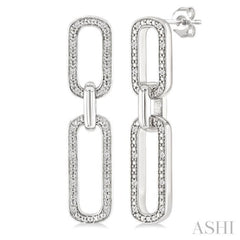 1/10 Ctw Bold Single Cut Diamond Paperclip Earrings in Sterling Silver