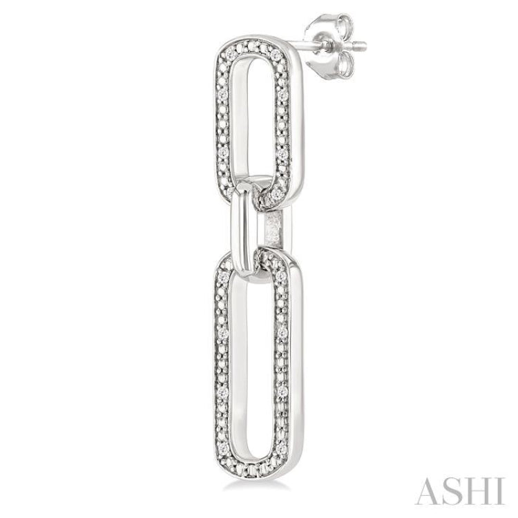 1/10 Ctw Bold Single Cut Diamond Paperclip Earrings in Sterling Silver