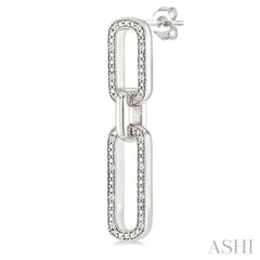 1/10 Ctw Bold Single Cut Diamond Paperclip Earrings in Sterling Silver