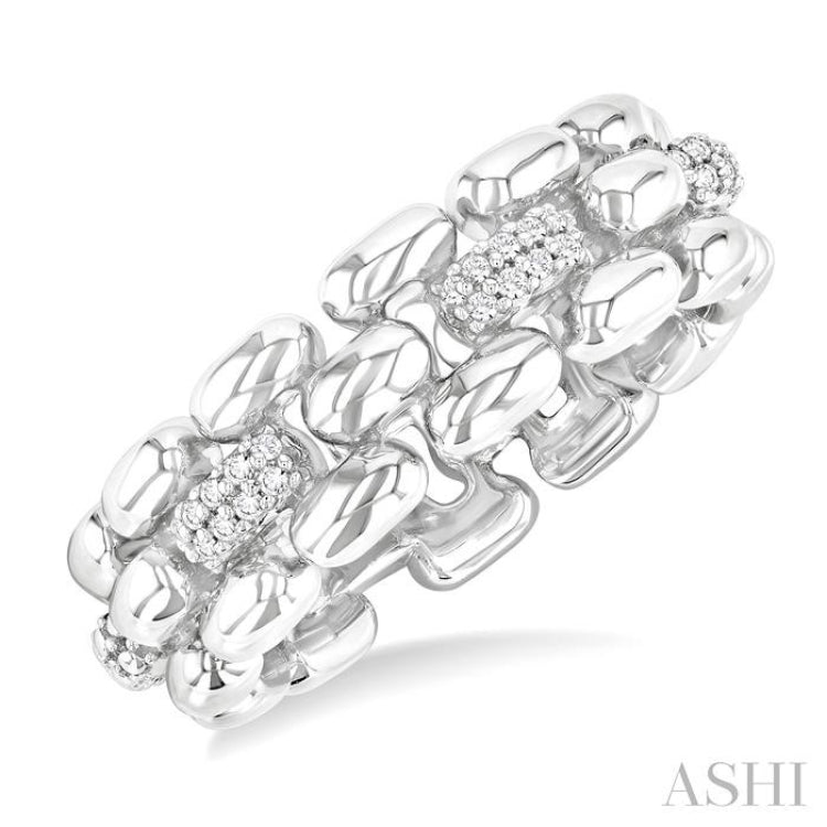 1/10 Ctw Bold Panther Link Single Cut Diamond Fashion Ring in Sterling Silver