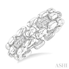 1/10 Ctw Bold Panther Link Single Cut Diamond Fashion Ring in Sterling Silver