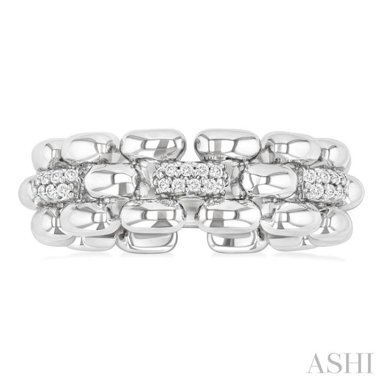 1/10 Ctw Bold Panther Link Single Cut Diamond Fashion Ring in Sterling Silver