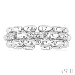 1/10 Ctw Bold Panther Link Single Cut Diamond Fashion Ring in Sterling Silver