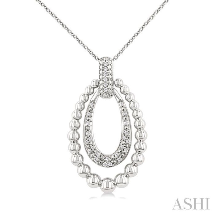 1/10 Ctw Circular Bold Bead Single Cut Diamond Fashion Pendant With Chain in Sterling Silver