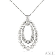 1/10 Ctw Circular Bold Bead Single Cut Diamond Fashion Pendant With Chain in Sterling Silver