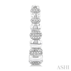 1/10 Ctw Bold Ribbed Single Cut Diamond Hoop Fashion Earrings in Sterling Silver