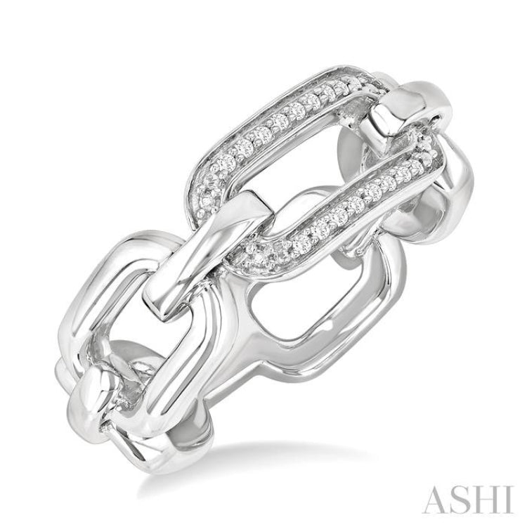 1/20 Ctw Bold Round Cut Diamond Paperclip Ring in Sterling Silver