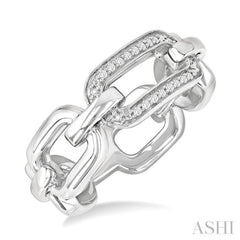 1/20 Ctw Bold Round Cut Diamond Paperclip Ring in Sterling Silver