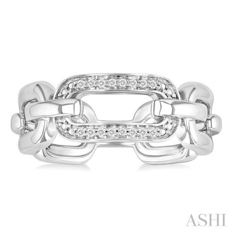 1/20 Ctw Bold Round Cut Diamond Paperclip Ring in Sterling Silver