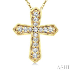 .15CTRD DM CROSS PD YG 10K-G+CH*