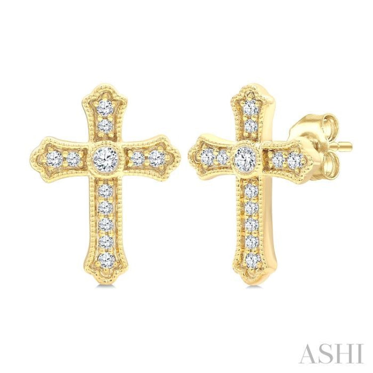 .20CTRD DM CROSS PETITE ER YG 10K-G*