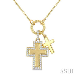 .20CTRDDM CROSS CHARM PD YG 10K-G+CH*