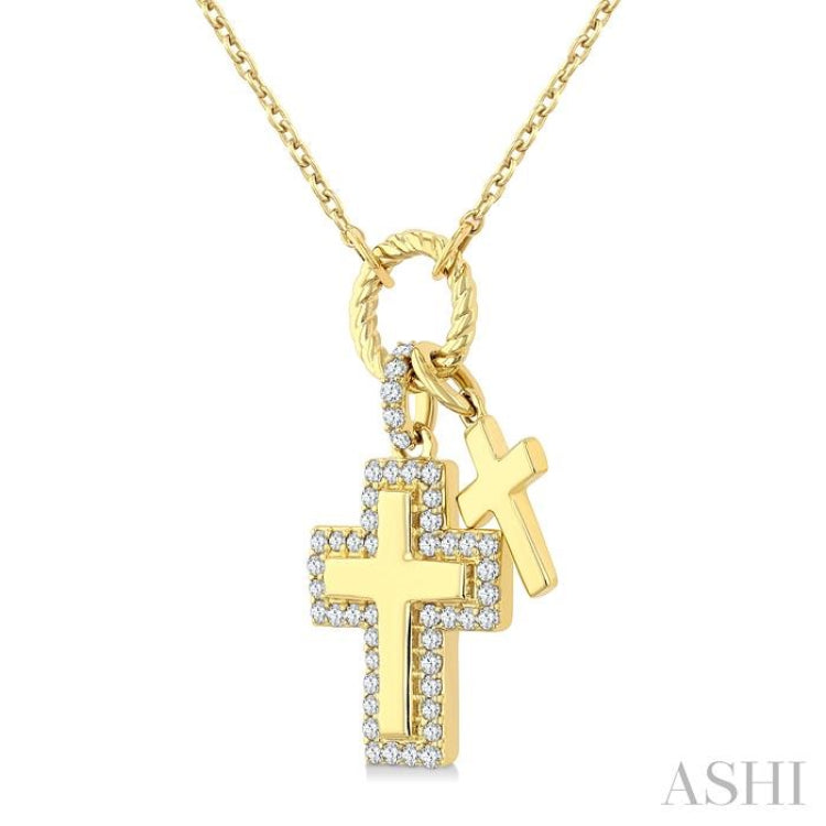 .20CTRDDM CROSS CHARM PD YG 10K-G+CH*