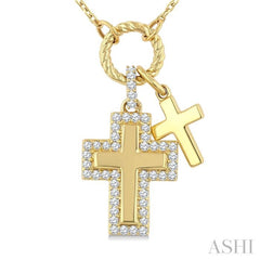 .20CTRDDM CROSS CHARM PD YG 10K-G+CH*