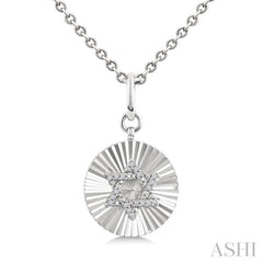 1/10 Ctw Round Fluted Medallion Single Cut Diamond Star of David Pendant With Chain in Sterling Silver